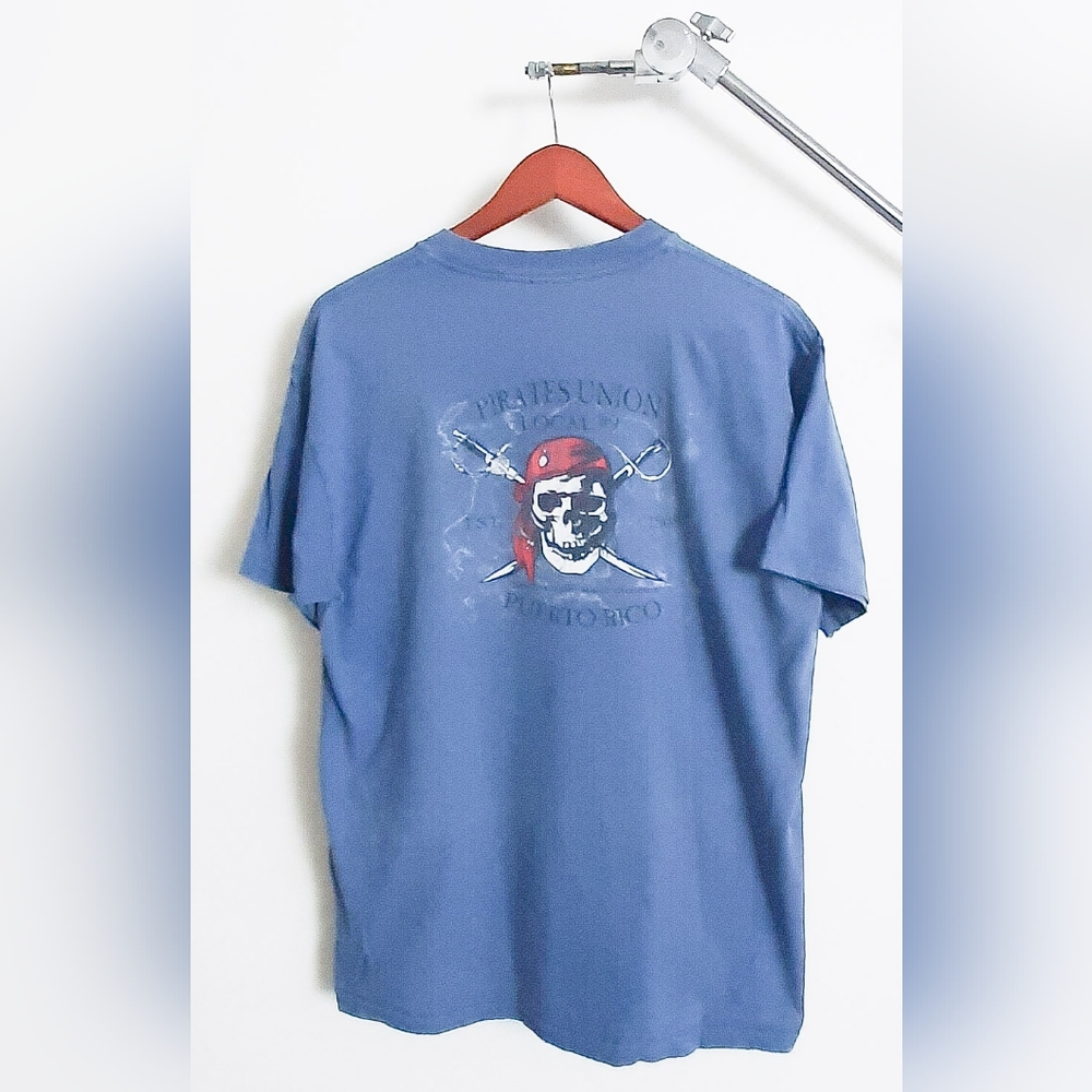Pirates Union Puerto Rico Blue Unisex Tee Shirt, Size L